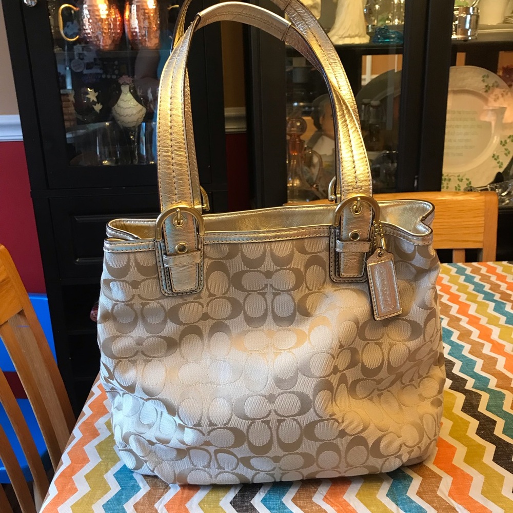 Coach Gold & Tan Shoulder Bag